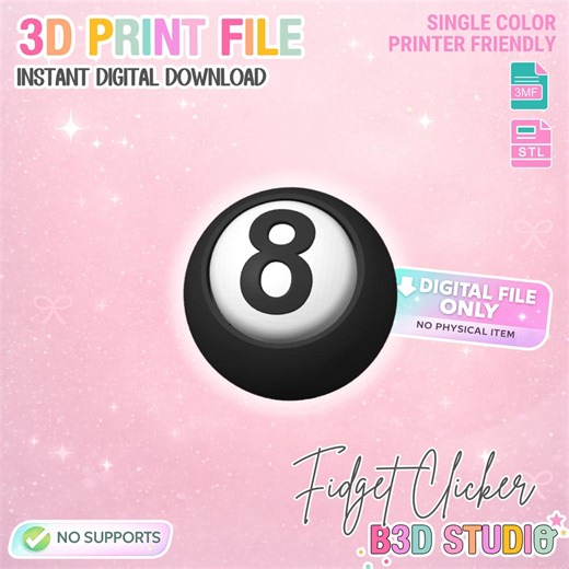8 Ball Fidget Clicker 3D Print File (STL, 3MF Digital Download) - Etsy