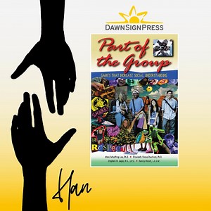 Celebrate Handshake Day by fostering communication and connection with DSP's "Part of the Group: Games That Increase Social Understanding," enhancing interaction and social learning. Available for purchase: https://www.dawnsign.com/products/details/part-of-the-group-games-that-increase-social-understanding Graphic description: Yellow background with two hands shaking, text "Handshake Day", book cover of "Part of the Group," and DSP logo: DAWNSIGNPRESS | DawnSignPress | Facebook