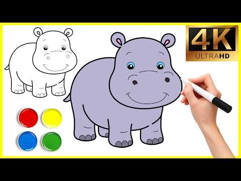 🦛 Draw a Hippopotamus Easily ✏️| Easy Hippo Drawing for Kids 🎨✍️