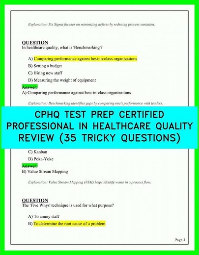CPHQ TEST PREP CERTIFIED PROFESSIONAL IN HEALTHCARE QUALITY REVIEW 35 TRICKY QUESTIONS EXAM GUIDES