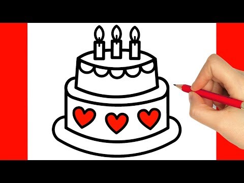 COMO DESENHAR UM BOLO DE ANIVERSARIO FACIL