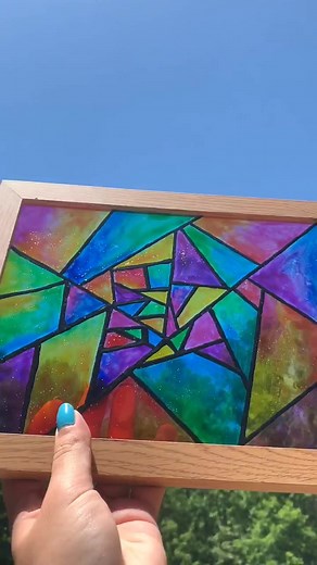Easy DIY stained glass. Full video “Art things to do when you’re bored #4” on YouTube. #easydiy #artideas #stainedglassdiy