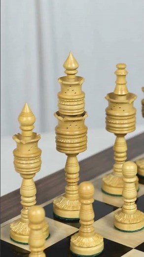 Hand-Carved Lotus Chess Set ♟️ 6" King in Ebony & Boxwood