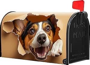 Dog Mailbox Covers Magnetic Waterproof Standard Size Mailbox Cover Wraps Post Letter Box Cover Decor for Outside Garden Yard Farmhouse Home (3D Dog, 25.4x21 inch)
