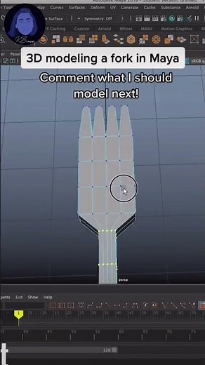 Fork 3D model in Maya