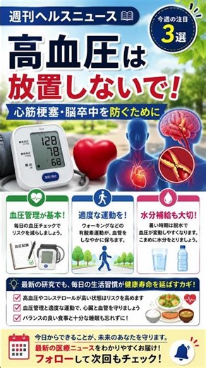 【高血圧】心筋梗塞・脳卒中を防ぐために今できること #医療ニュース #健康ニュース