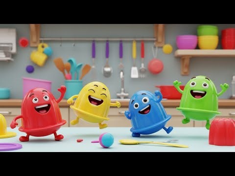 Four Little Toy Jelly Molds Jiggle Jiggle Jiggle | Sensory Play & Counting Song