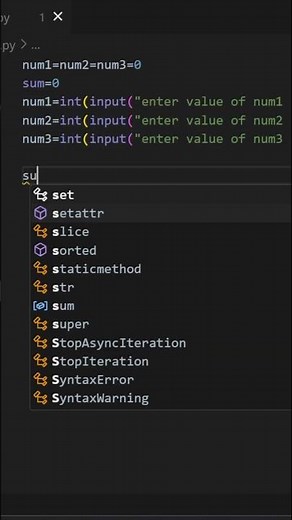 How to find sum of numbers in python while taking input from a user || #coding #shorts