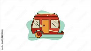 camper vans motion animation icon design. travel vehicle animation in 4k