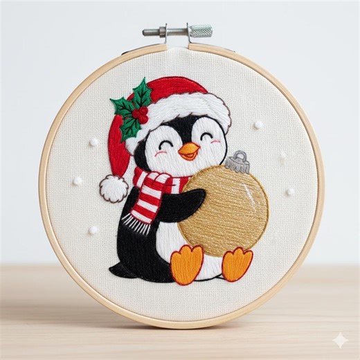 Christmas Penguin Embroidery Design, Penguin Embroidery Template PDF File (instant Download) - Etsy Canada
