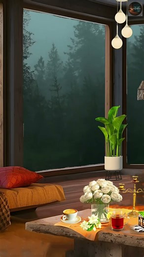 Night Rain Outside Window in a Warm Cozy Bedroom 🔥 Nature Sounds for Insomnia Relief #relax
