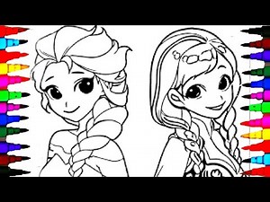 Coloring Pages Disney Frozen Cartoon Elsa and Anna Coloring Book Videos For Children Learning Colors