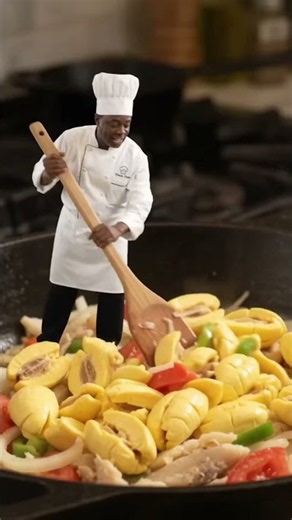 Tiny Chef Makes GIANT Jamaican Ackee and Saltfish! Full recipe in the description!