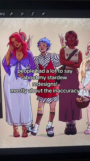 not trying to negate the copious amount of love ive gotten for these designs, i really appreciate your support. and i would like to clarify i LOVE stardew valley and i love concerned ape’s art. i was only trying to create alternate designs for fun! these dont have to be how you imagine these characters, no one is saying this is how they must be!!!! i’m working on the bachelors this week, i seriously hope they dont get as much hate as these girls have. stop sucking the joy out of fanart yeesh. st