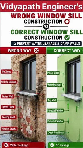 Window Sill Mistakes That Cause Wall Leakage ❌ #vidyapathengineers
