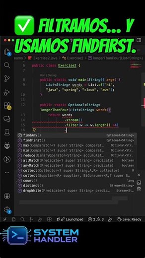 Java Streams en 60s ⚡ Encuentra el Primer String mayor a 4 | Coding Challenge #5
