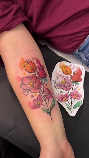 Creating a Colorful Floral Tattoo Step by Step