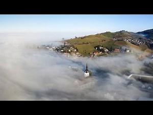 Hyperlapse - Dronelapse (time lapse) over fog in 4K