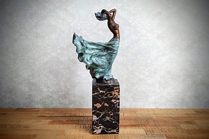 Lady With Swirling Dress Beautiful Art Deco Bronze Statue - Etsy