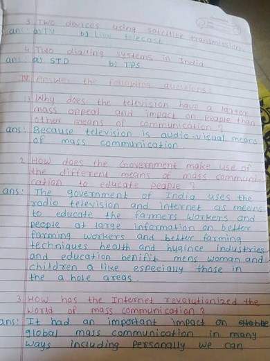 Class 4th s.s lesson 16 means of communication questions and answers#class