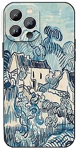 Compatible with iPhone 14 Pro Max,Van Gogh Landscape with Cottages Art Aesthetic Phone Case,Flexible Protective Shockproof Cover 6.7 Inches for iPhone 14 Pro Max