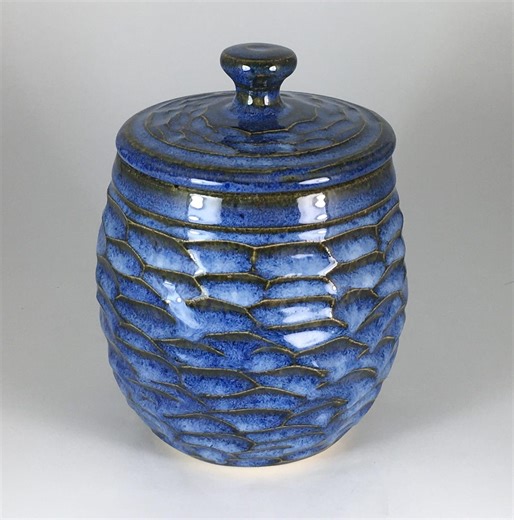 Handmade Cobalt Blue Lidded Jar - 5 5/8 Inches - Stoneware Clay - Storage - Etsy