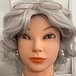 Bettecos Old Lady Wig Costume Set for Women Short Curly Grandma Wig and Glasses Silver White Granny Wigs for Old Woman Cosplay Halloween Party (Silver White/Old Lady)