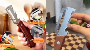 Multifunctional Vegetable Peeler, 2026 New 3 in 1 Stainless Steel Blade Peeler for Kitchen with Wooden Handle and Bottle Opener, Ultra-Sharp Peelers Kitchen Tool for Fruits and Vegetables (2)