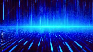 Design falling blue streaks that mimic digital rain, similar to the Matrix code but in a futuristic blue hue, 4K High-Quality Video