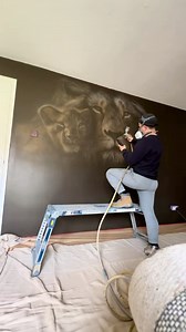 Can you paint a Lion in my living room please? 🦁 #mural #animals | Mr Murals