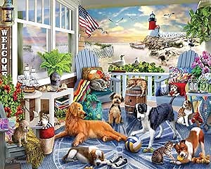 White Mountain Puzzles - Happy Pets - 500 Piece Jigsaw Puzzle