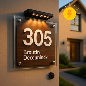 Solar House Number Sign – Modern Lighted Address Plaque | Custom LED Home Sign | Acrylic Door Number | Solar Powered Address Sign Outdoor - Etsy