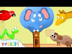 Hickory Dickory Dock | Giant Elephant vs Clock! 😱🐘 Kids Songs | YouKids
