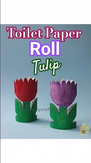 DIY Tulip Flowers from Toilet Paper Roll 🌷 Easy Recycled Craft #Shorts