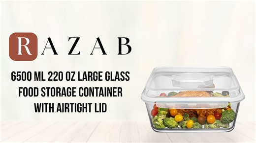 Razab 6500ml, 220oz, 28 Cup Large Glass Storage Containers with Lids, BPA Free Baking Container for Casseroles, Lasagna and Roasting Turkey