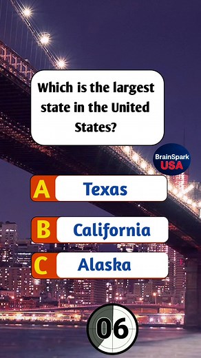 136K views · 10K reactions | Largest states in United States #usa #usareels #brainteaser #fun #quiz #Quiztime #triviachallenge #funfacts #learnsomethingnew #brainchallenge #quizgame #triviatime #facebookreels | BrainSpark USA | Facebook