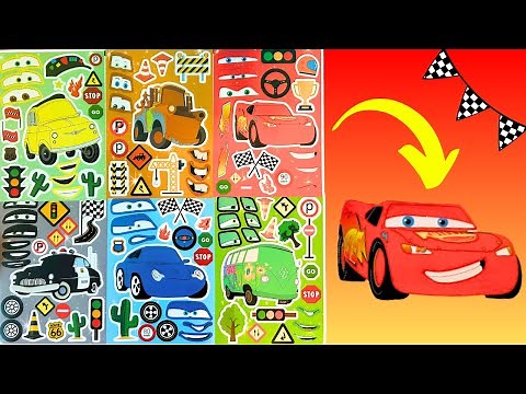 Disney CARS Movie! DIY Make a Face Stickers Activity with Lightning McQueen | Kids Cars Sticker Book