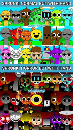 SPRUNKI NORMAL BUT WITH HAND Vs SPRUNKI HORROR BUT WITH HAND #sprunki #shorts #roblox #viralshort