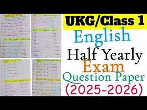UKG/Class 1 English Half Yearly Exam Question Paper 2025|UKG/Class 1 English worksheet