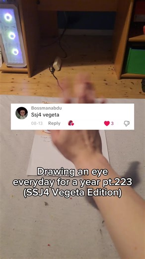 Drawing an eye everyday for a year pt.223 (SSJ4 Vegeta Edition) #art #tutorial #drawing #dbz #anime @Bossmanabdu