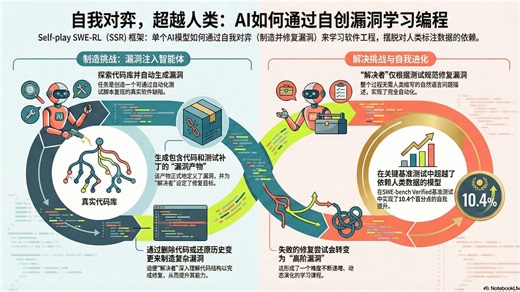 【硬核】AI程序员进化“左右互搏”！Meta最新SSR框架：不靠人类数据也能变强？