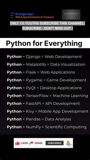 Subscribe 👍 Like ❤️ | Python for Everything - One Language, Endless Possibilities #shorts #viral