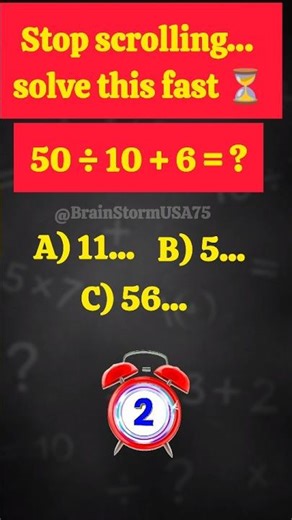 👉 50 ÷ 10 + 6 = ? | Only 1% Can Solve This | Math Puzzle 😲
