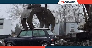 Illegally imported MINI shred by crane in US