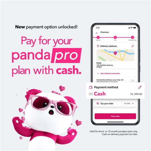 🙌🏽 Pay for your pandapro with cash! Now you can pay for your subscription by cash through your rider by simply adding it to the cart. Try now! | foodpanda
