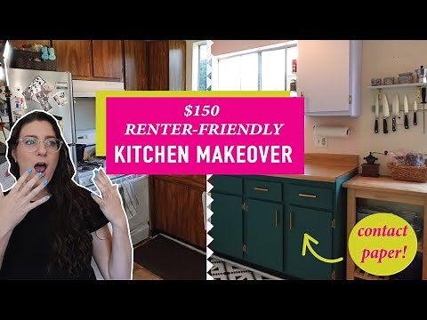 AMAZING RENTER-FRIENDLY KITCHEN MAKEOVER ON A BUDGET ($150) | EASY DIY W/ CONTACT PAPER CABINETS