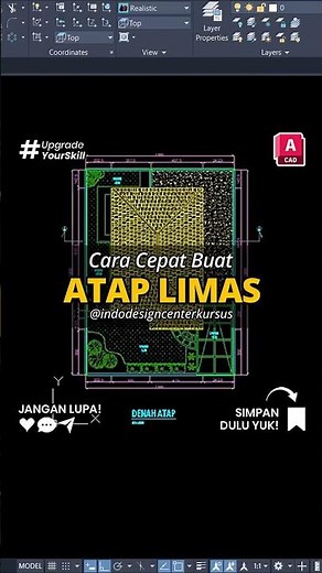 Cuma 1 Menit! Ini Dia Cara Cepat Drafter Buat Denah Atap Limas di AutoCAD... #desainrumah #autocad