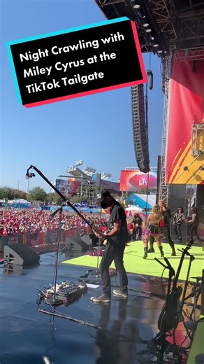 performing #NightCrawling with @mileycyrus at the #TikTokTailgate at #SBLV
