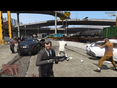 GTA V Michael, Franklin & Trevor Police Shootout + 10 Star Police Chase Escape(RDE 4.0.1 Expansion)