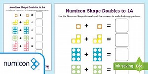 Numicon Shape Doubles to 14 Worksheet